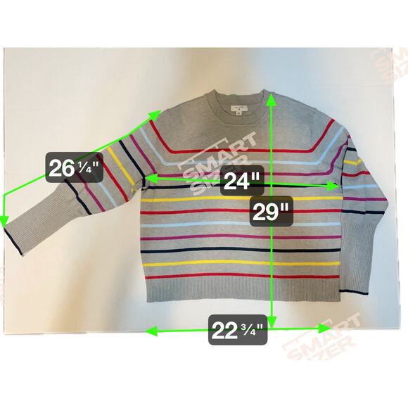 LA Ligne Sweater Women’s Size 1X Gray multi color strips - Picture 6 of 7